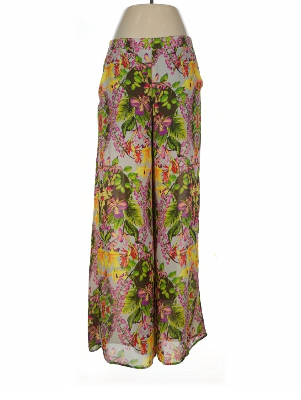 Astr Floral Wide-Leg Pants in Multi Green & Pink